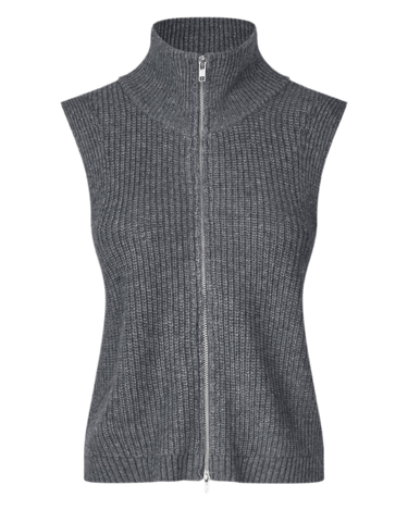 Oval Square Fave Knit Zip Vest Dark Grey Melange - KYOTO - Oval Square