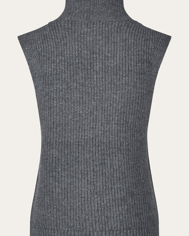 Oval Square Fave Knit Zip Vest Dark Grey Melange - KYOTO - Oval Square