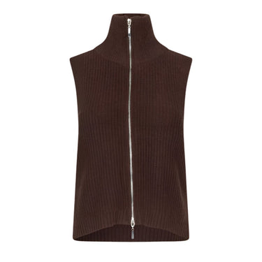 oval square Fave Knit Zip Vest Dark Oak - KYOTO - oval square