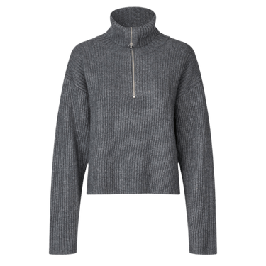 Oval Square Fave Zip Knit Dark Grey Melange - KYOTO - Oval Square