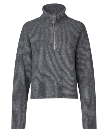 Oval Square Fave Zip Knit Dark Grey Melange - KYOTO - Oval Square