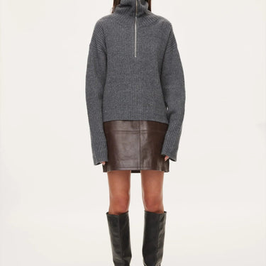 Oval Square Fave Zip Knit Dark Grey Melange - KYOTO - Oval Square