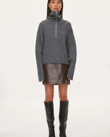 Oval Square Fave Zip Knit Dark Grey Melange - KYOTO - Oval Square