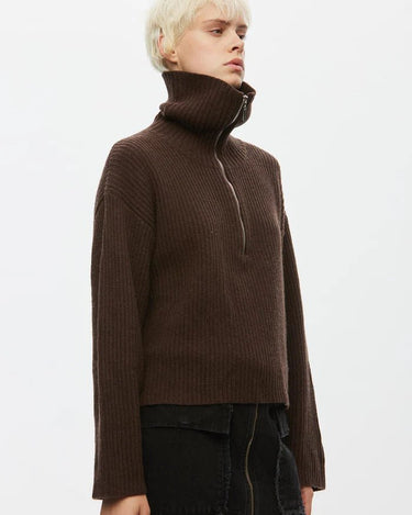 oval square Fave Zip Knit Dark Oak - KYOTO - oval square