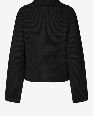 oval square Frost Half Zip Knit Black - KYOTO - oval square