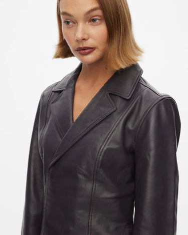 oval square Glory Leather Blazer Nightshade - KYOTO - oval square