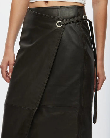 oval square Reflection Leather Skirt Chocolate Torte - KYOTO - oval square