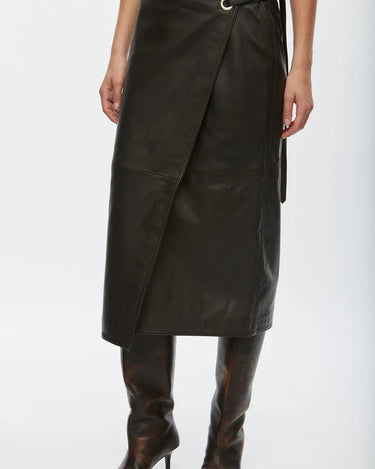 oval square Reflection Leather Skirt Chocolate Torte - KYOTO - oval square