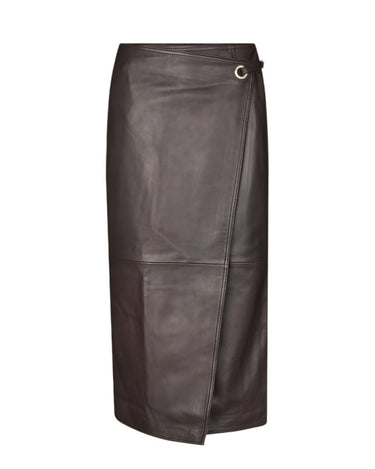 oval square Reflection Leather Skirt Chocolate Torte - KYOTO - oval square