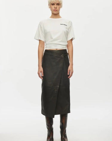 oval square Reflection Leather Skirt Chocolate Torte - KYOTO - oval square