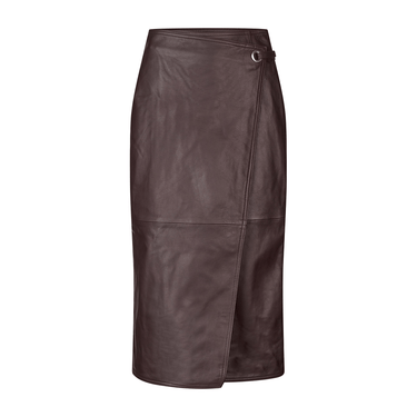 Oval Square Reflection Leather Skirt Dark Burgundy - KYOTO - Oval Square