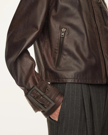 Oval Square Roxy Leather Jacket Chocolate Vintage - KYOTO - Oval Square