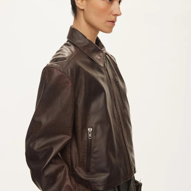Oval Square Roxy Leather Jacket Chocolate Vintage - KYOTO - Oval Square