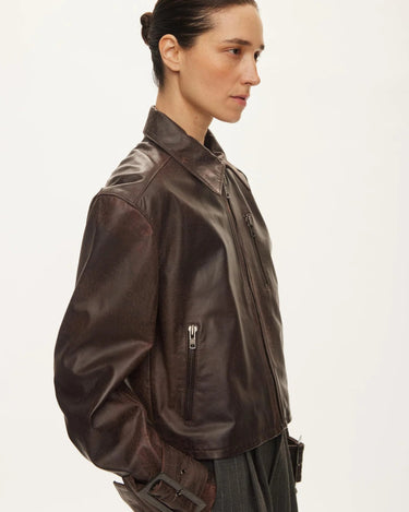 Oval Square Roxy Leather Jacket Chocolate Vintage - KYOTO - Oval Square