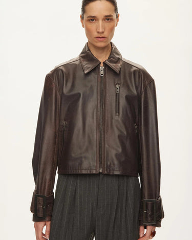 Oval Square Roxy Leather Jacket Chocolate Vintage - KYOTO - Oval Square