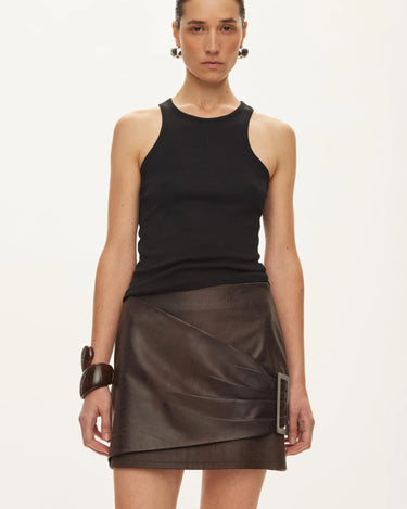 Oval Square Roxy Leather Skirt Chocolate Vintage - KYOTO - Oval Square