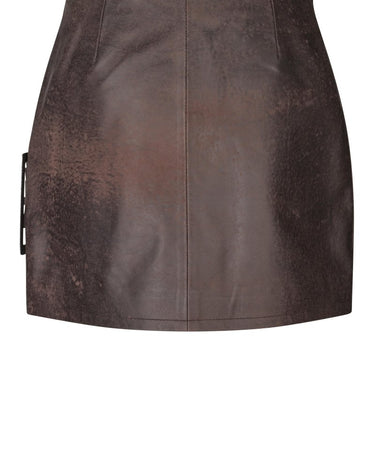 Oval Square Roxy Leather Skirt Chocolate Vintage - KYOTO - Oval Square