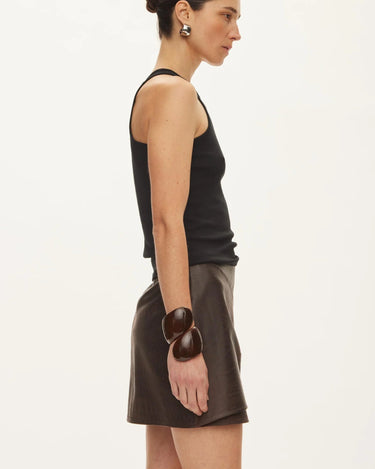 Oval Square Roxy Leather Skirt Chocolate Vintage - KYOTO - Oval Square