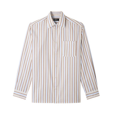 APC Mateo Logo Shirt VANILLE strib