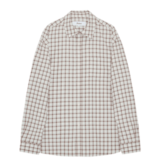 Palmes Cotton Checkered Shirt White/Brown - KYOTO - Palmes