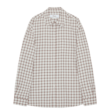 Palmes Cotton Checkered Shirt White/Brown - KYOTO - Palmes