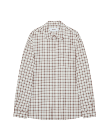 Palmes Cotton Checkered Shirt White/Brown - KYOTO - Palmes