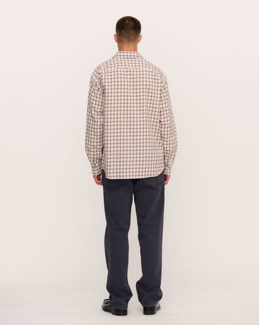 Palmes Cotton Checkered Shirt White/Brown - KYOTO - Palmes