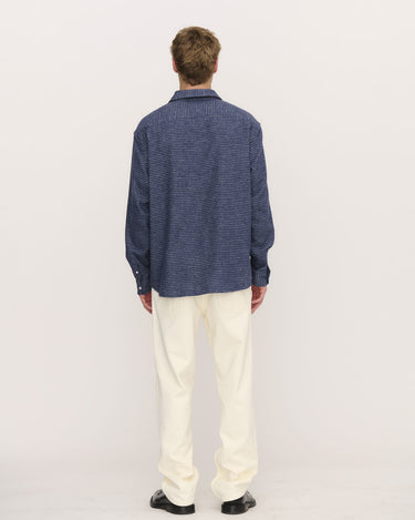 Palmes Cotton Mouline Shirt Blue - KYOTO - Palmes