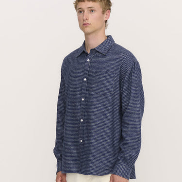 Palmes Cotton Mouline Shirt Blue - KYOTO - Palmes