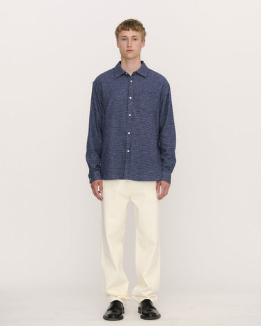 Palmes Cotton Mouline Shirt Blue - KYOTO - Palmes