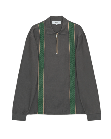 Palmes Lace LS Zip Polo Charcoal - KYOTO - Palmes
