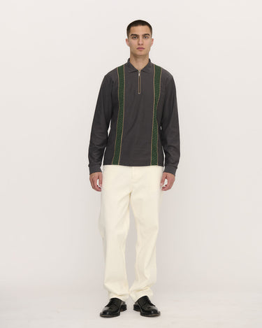 Palmes Lace LS Zip Polo Charcoal - KYOTO - Palmes