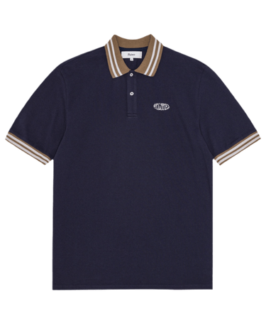 Palmes White Oval Pique Polo Dark Blue - KYOTO - Palmes