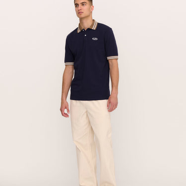 Palmes White Oval Pique Polo Dark Blue - KYOTO - Palmes