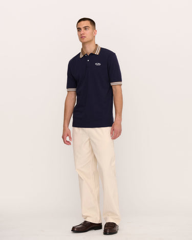 Palmes White Oval Pique Polo Dark Blue - KYOTO - Palmes
