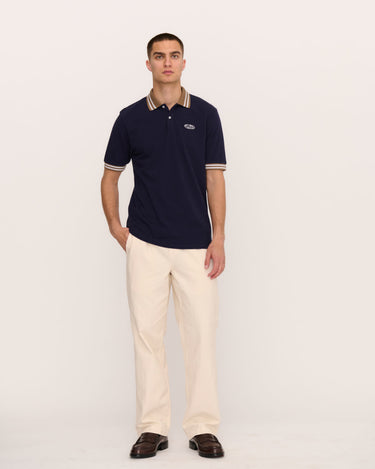 Palmes White Oval Pique Polo Dark Blue - KYOTO - Palmes