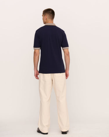 Palmes White Oval Pique Polo Dark Blue - KYOTO - Palmes