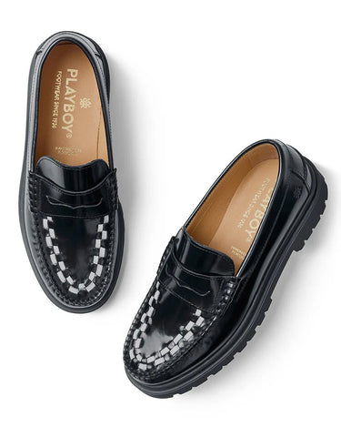 Playboy Duncan Black/White polido leather loafers - KYOTO - Playboy