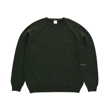 Pop Trading Company knitted elbow crewneck DUFFEL GREEN - KYOTO - Pop Trading Company