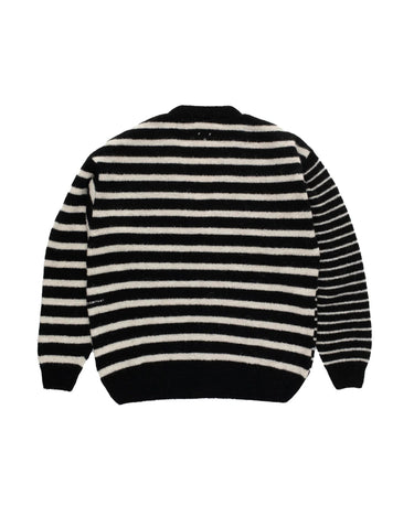 Pop Trading Company mohair striped knitted cardigan BLACK/WHITE - KYOTO - Pop Trading Company