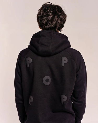 Pop Trading Company puffed logo hooded sweat black - KYOTO - Pop Trading Company