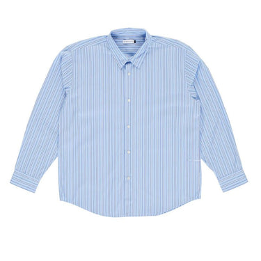 Pop Trading Company striped logo shirt blue - KYOTO - Pop Trading Company