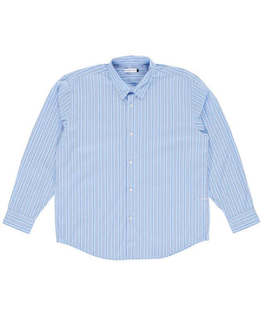 Pop Trading Company striped logo shirt blue - KYOTO - Pop Trading Company