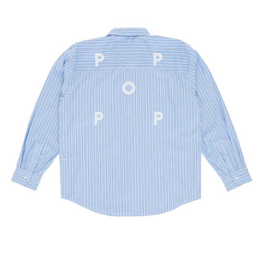 Pop Trading Company striped logo shirt blue - KYOTO - Pop Trading Company