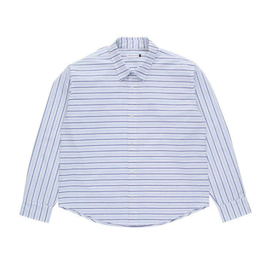 Pop Trading Company striped logo shirt white/blue - KYOTO - Pop Trading Company