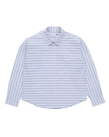 Pop Trading Company striped logo shirt white/blue - KYOTO - Pop Trading Company