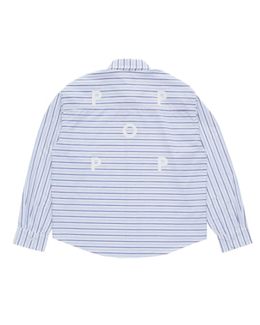 Pop Trading Company striped logo shirt white/blue - KYOTO - Pop Trading Company