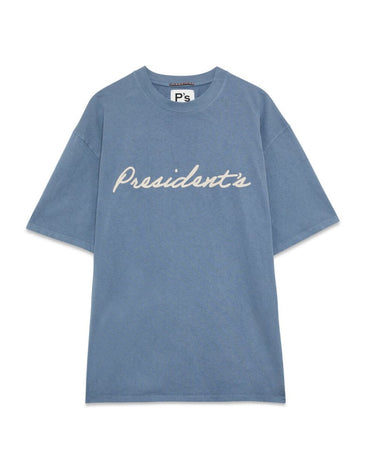 PRESIDENT’s Jersey Logo flock T - shirt cracking Cobalt - KYOTO - PRESIDENT’s