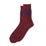 ROTOTO R1489 MERINO LAMBS WOOL STRIPE SOCKS MAROON/NAVY BLUE - KYOTO - ROTOTO
