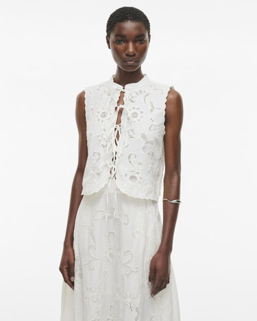 ROUGE EDIT ROUAMELINE S/L CHINA COLLAR TOP Cloud Dancer - KYOTO - ROUGE EDIT